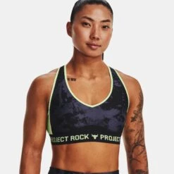 Under Armour Project Rock Crossback Printed Sports Bra
